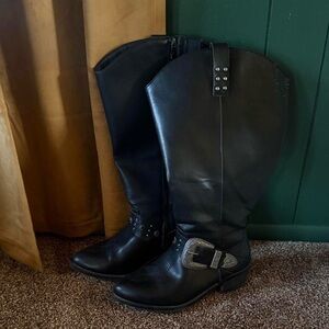 Torrid Side Buckle Western Cowboy Boots – Size 9WW Black